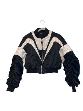 Akira small crop faux snake skin jacket